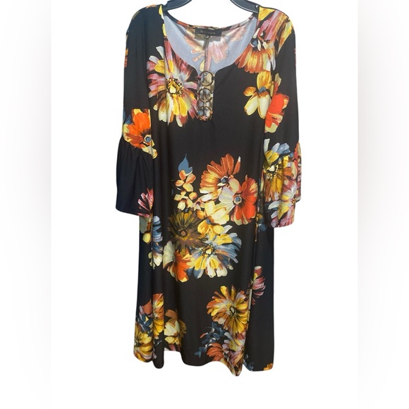 Ellen Weaver Dresses & Skirts - 🚚 Ellen Weaver Vibrant Floral Long Sleeve Dress 1X